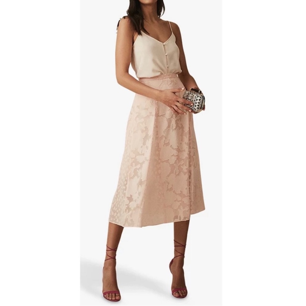 REISS Chloe Burnout Pleat Skirt - size 2